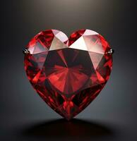 AI generated beautiful heart cut synthetic diamond in frame photo