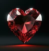 AI generated a heart shaped ruby diamond on a black background photo