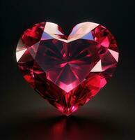 AI generated a heart shaped ruby diamond on a black background photo