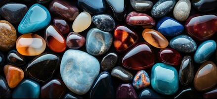 AI generated a bunch of colorful stones are arranged in a large pile photo