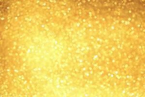 Golden sparkle glitters with bokeh effect and selectieve focus. Festive background with bright gold lights, champagne bubble. Christmas mood concept. Copy space, close up, texture, top view. photo