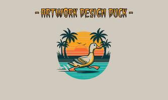 duck running and palm vector artwork design