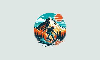 man playing skateboard on mountain vector artwork design