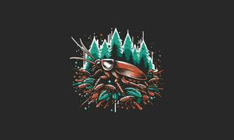 cockroach on forest vector flat design