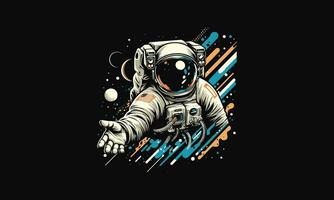 astronaut with background splash vector artwork design
