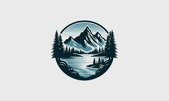 mountain on forest vector illustration flat design