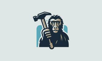 monkey hold hammer vector mascot design