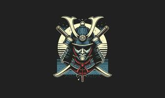 samurai and with katana mountain background vector flat design