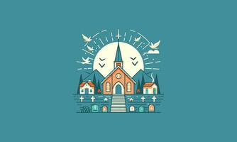 Iglesia hermosa vector ilustración plano diseño