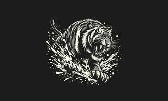 tiger angry with splash background vector artwork design