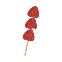 Tanghulu traditional Chinese hard caramel coated strawberry vector