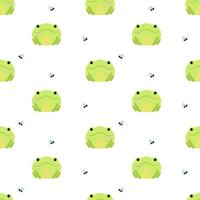 Seamless pattern with cute frog with insects. vector