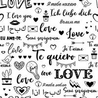 I love you in different languages seamless pattern vector