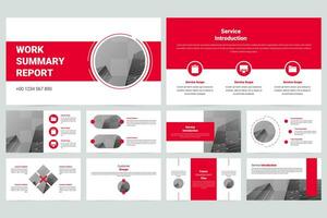 Red simple marketing company slide presentation template vector