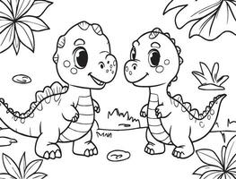 Cute Dino coloring page vector