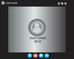 vídeo llamada pantalla modelo. vídeo llamada interfaz para social comunicación aplicación vídeo conferencia. Bosquejo videoconferencia y en línea reunión espacio de trabajo vector página