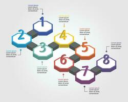 Octagon step chart template for infographic for presentation for 8 element timeline vector