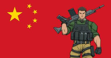 Chinese Soldier Background vector