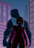 Superhero Couple in City Silhouette vector