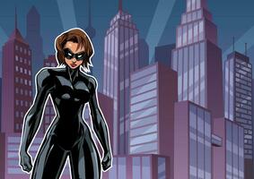 Superheroine Battle Mode City vector