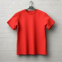 AI generated blank red t-shirt mockup design, AI generated. photo