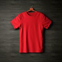 AI generated blank red t-shirt mockup design, AI generated. photo