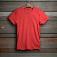 AI generated blank red t-shirt mockup design, AI generated. photo