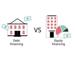 debt financing compare with equity financing vector