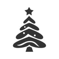 Navidad árbol símbolos negro y blanco silueta icono. vector ilustración diseño.