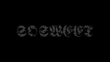 så ljuv ascii animering slinga på svart bakgrund. ascii koda konst symboler skrivmaskin i och ut effekt med looped rörelse. video