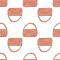 easter wicker basket hunting eggs pattern textile vector
