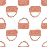 easter wicker basket hunting eggs pattern textile vector