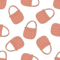 easter wicker basket hunting eggs pattern textile vector