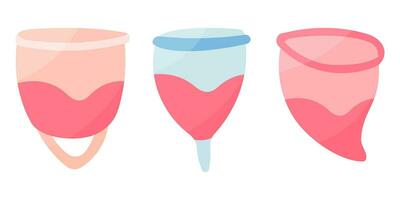 menstrual taza sangre femenino higiene cero desperdiciado vector