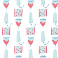 feminine hygiene tampon pad cup blood pattern vector