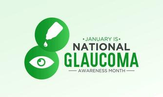 National Glaucoma Awareness month is observed every year in january. January is Glaucoma Awareness Month. Eye health and vision care concept for banner design. Vector illustration.