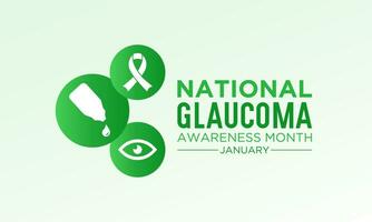 National Glaucoma Awareness month is observed every year in january. January is Glaucoma Awareness Month. Eye health and vision care concept for banner design. Vector illustration.