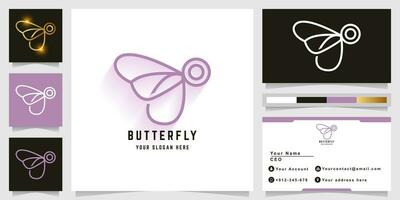 Letter P or butterfly logo with business card design vector