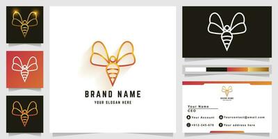 Bee fly location logo with business card design vector