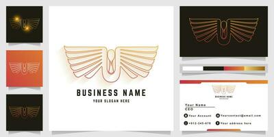 Letter U swan and wings logo with business card design vector