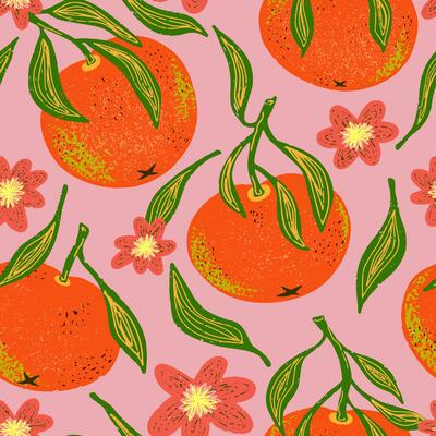 orange and flower pattern