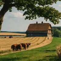 ai generado un tapiz de rural vida explorador el esencia de polaco granja tradiciones foto