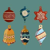 Christmas tree decorations in retro style vector