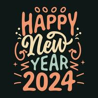 nuevo año camisa diseño 2024, feliz nuevo año tipografía camiseta vector