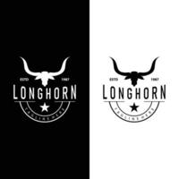 Longhorn logo antiguo Clásico diseño Oeste país Texas toro cuerno vector