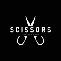 Barber tool scissors logo cutting tool vector, scissors simple background icon symbol design vector