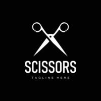 Barber tool scissors logo cutting tool vector, scissors simple background icon symbol design vector