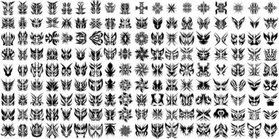 160 conjuntos de tribal tatuaje ilustraciones. Perfecto para tatuajes, pegatinas, iconos, logotipos, sombreros, ropa, sitios web, carteles vector