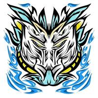 Illustration of a white pig tribal head mascot sticker. Perfect for tattoos, stickers, hats, clothes, logos, icons vector