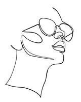 One line drawing face. Abstract woman portrait. Modern minimalism art. - Vector illustration